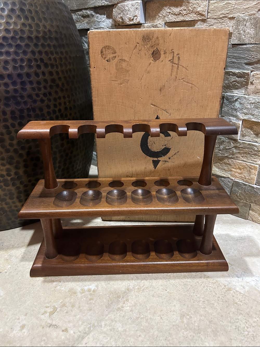 Vintage DECATUR INDUSTRIES Wooden 12 Pipe Rack Stand